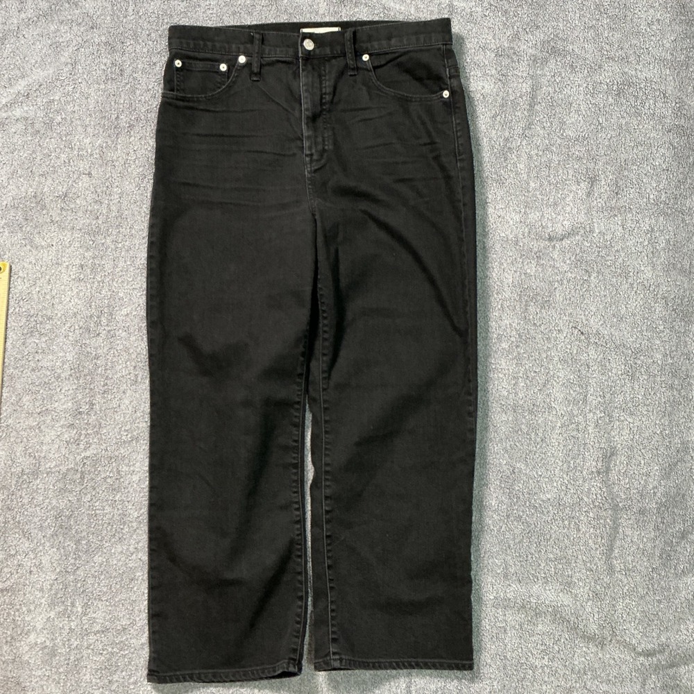 Madewell Slim Wide-Leg Crop Jeans Black High Rise Denim Size 31